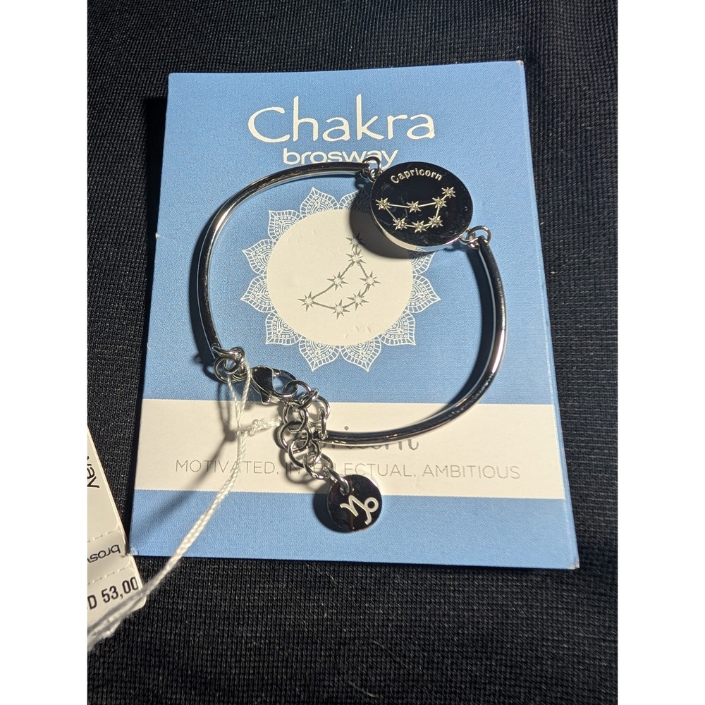 Brosway Chakra Capricorn Constellation Bangle Bracelet‎ Silver Tone MSRP $53